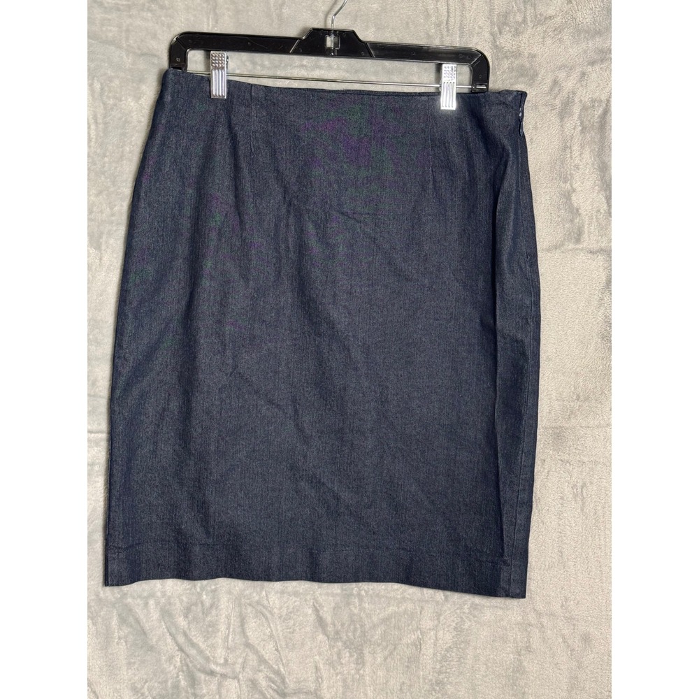 Chadwicks of Boston Dark Wash Denim‎ Pencil Skirt Size 8 Knee Length Back Slit